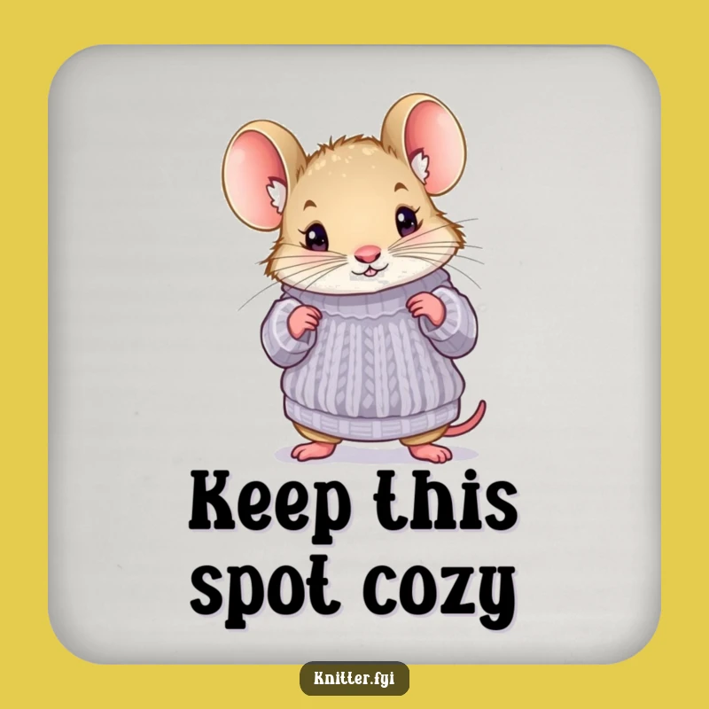 Funny Mouse Sweater Coaster - Protect Surfaces with Adorable Humor