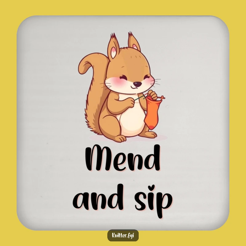 Funny Squirrel Mending Drink Coaster - Hilarious Fixer's Table Decor