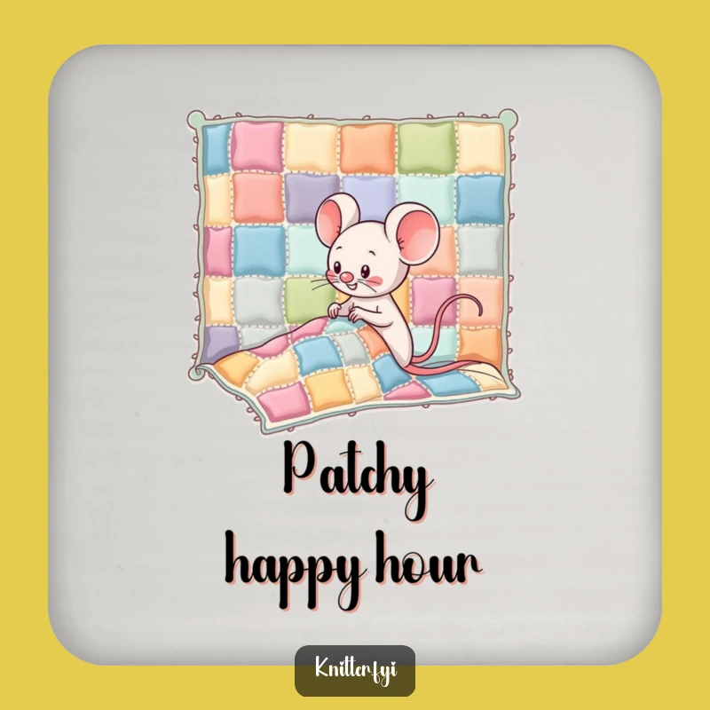Funny Kawaii Mouse Drink Coaster: Quilt Sewing Protection - Hilarious Gift Set
