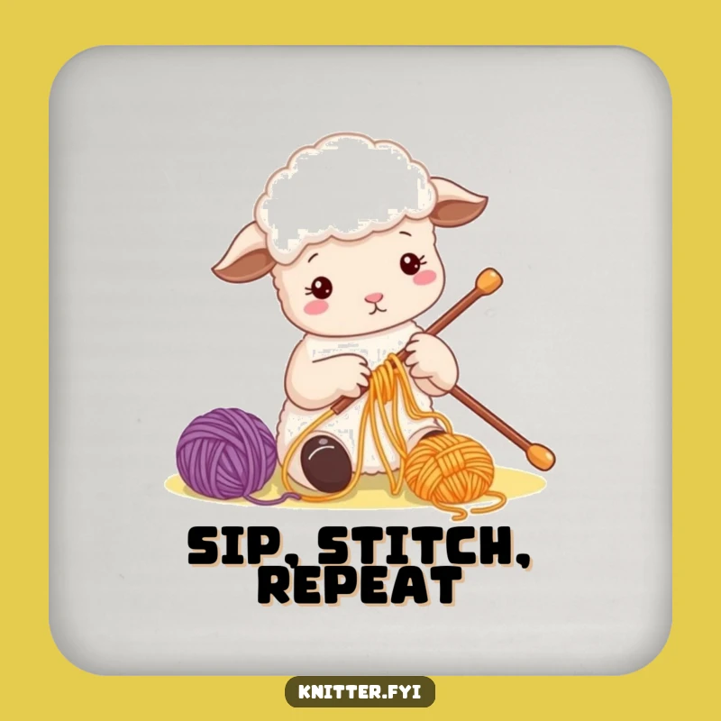 Funny Sheep Yarn Coaster Set: Cute Drink Protection for Craft Lovers