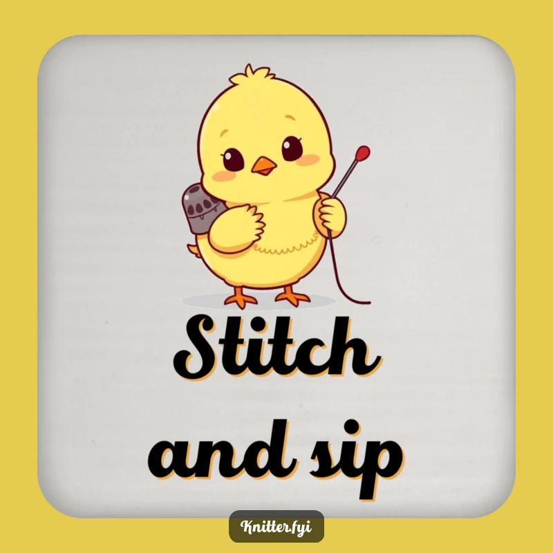 Funny Chick Sewing Coaster: Cute Bird with Needle, Perfect Small Funny Gift