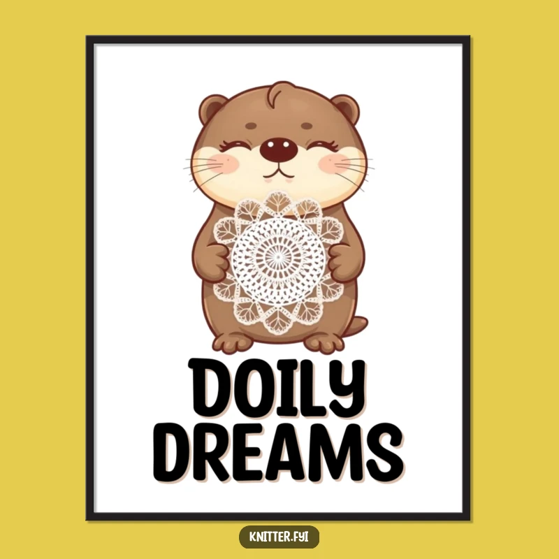Funny Otter Crochet Poster: Whimsical Wall Art