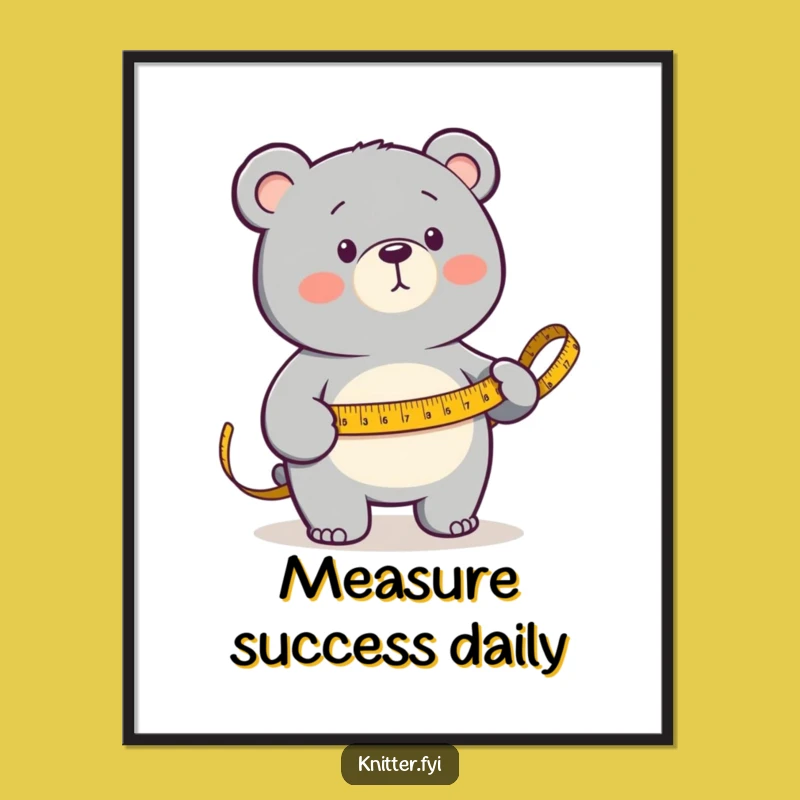 Funny Bear Measuring Poster: Artisan Bear with Golden Tape, Artful Funny Gift