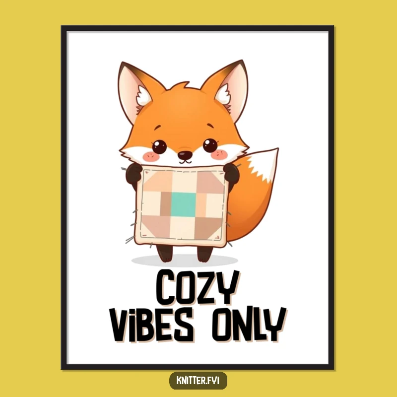 Funny Fox Quilt Poster - Decorate with This Hilarious Crafty Feline Art