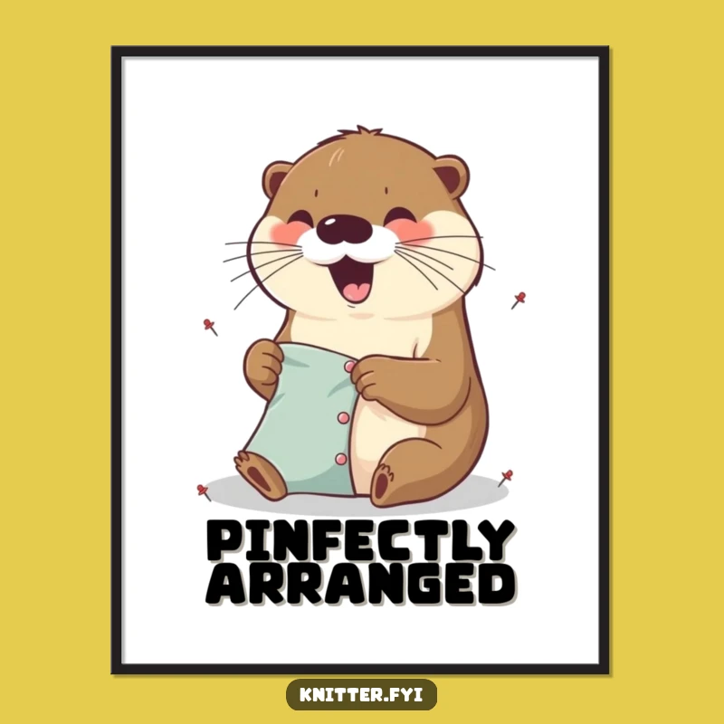 Funny Otter Crafting Poster - Excited Pinner Art, Vibrant Funny Gift Decor
