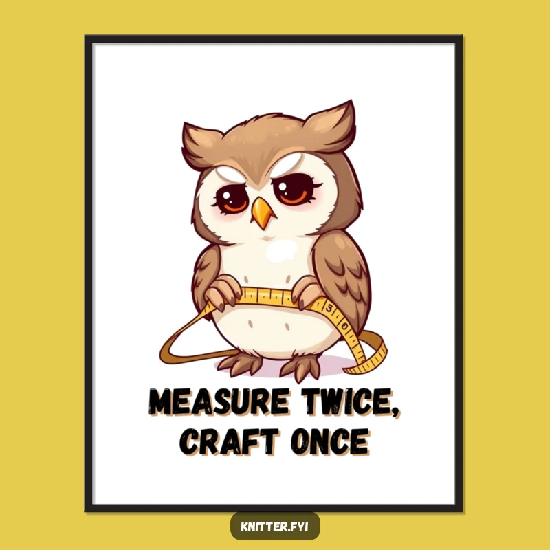 Funny Owl Measuring Fabric Poster - Precise Craft Art Print Gift