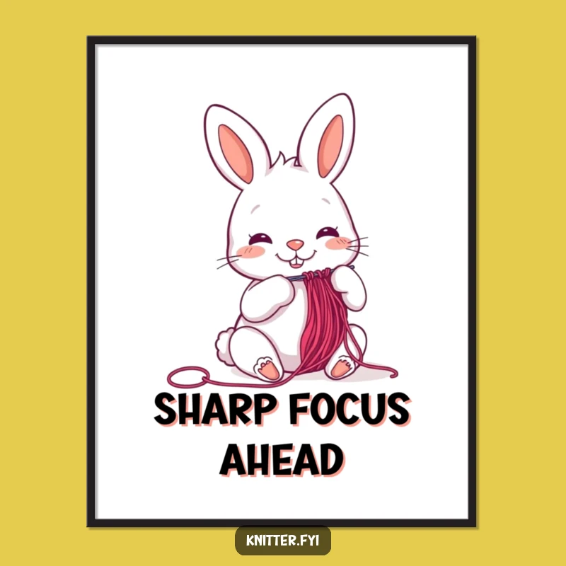 Funny Rabbit Sewing Poster - Cheerful Threader Art, Vibrant Funny Gift Decor