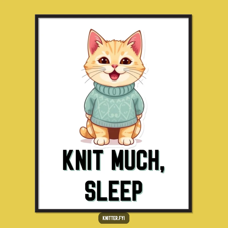 Funny Cat Sweater Poster - Adorable Feline Art, Charming Funny Gift!
