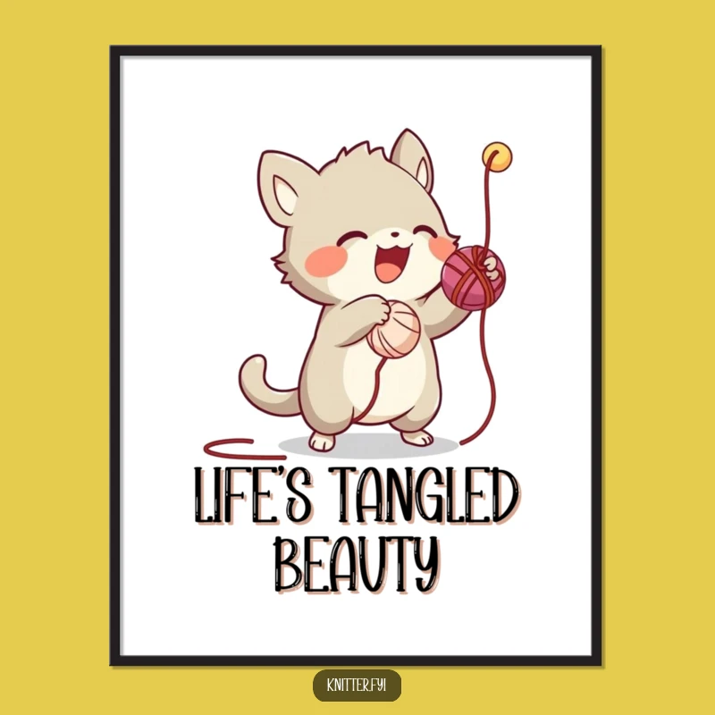 Funny Yarn Creature Poster: Vibrant, Hilarious Wall Art for Playful Spaces