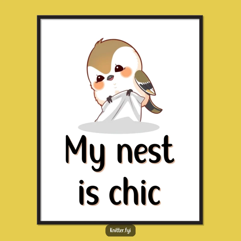 Funny Giggling Chickadee Poster - Whimsical Bird Art Print Gift