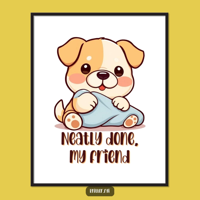 Funny Kawaii Dog Poster: Fabric Smoothing Art - Hilarious Wall Decor Gift