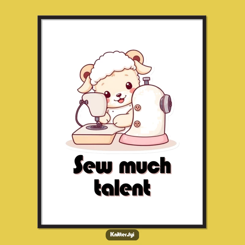 Funny Sheepdog Sewing Poster: Adorable Dog Art for Your Craft Room Wall