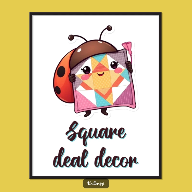 Funny Ladybug Quilt Poster: Adorable Art for Your Craft Space