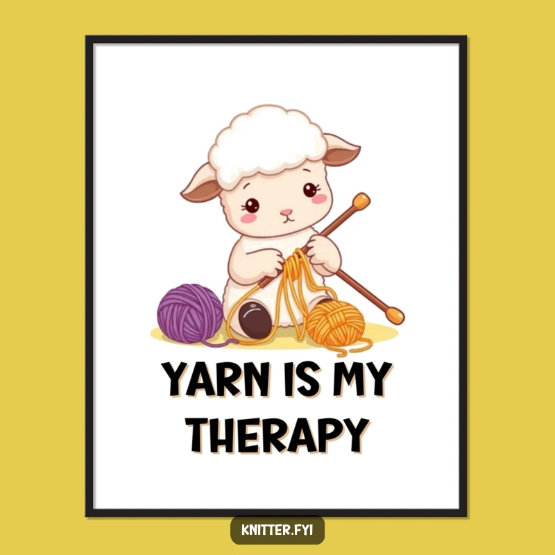 Funny Sheep Yarn Poster: Charming Wall Art for Craft Enthusiasts