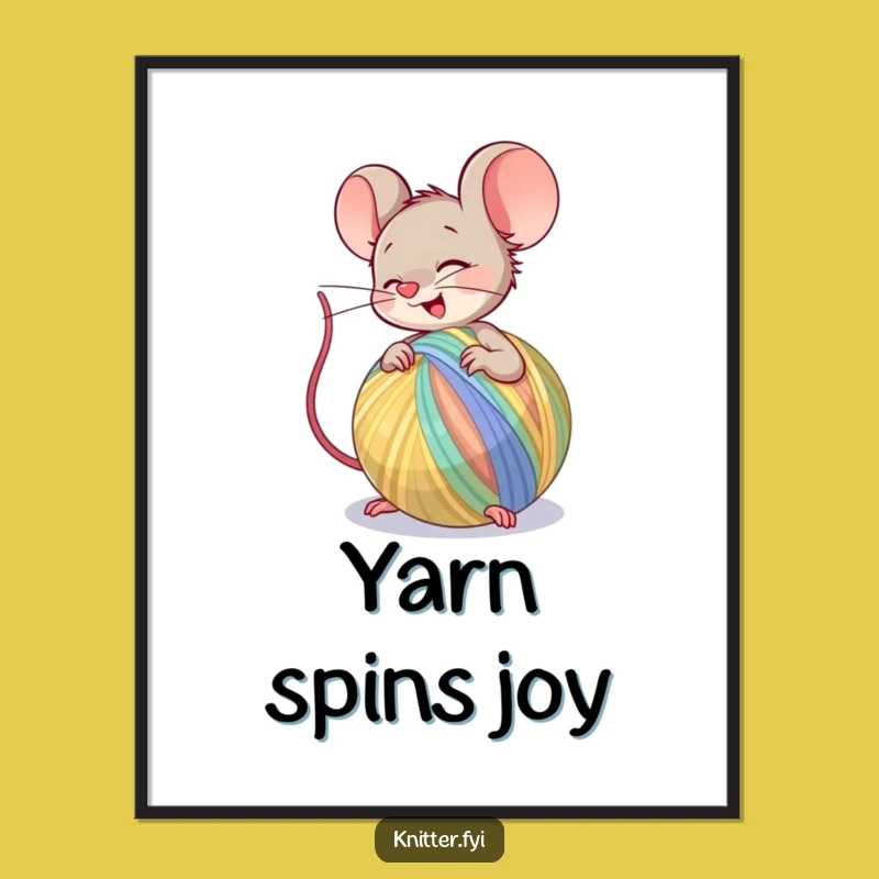 Funny Mouse Poster: Yarn Creation Art, Perfect Humorous Wall Decor Gift