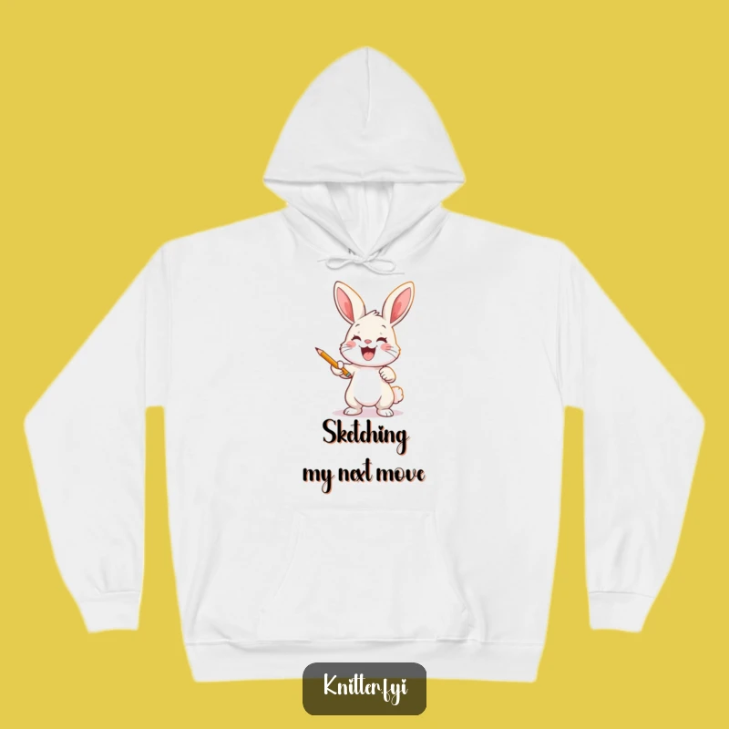 Cozy Funny Bunny Artist Hoodie: Warm & Whimsical Rabbit Drawing Gift