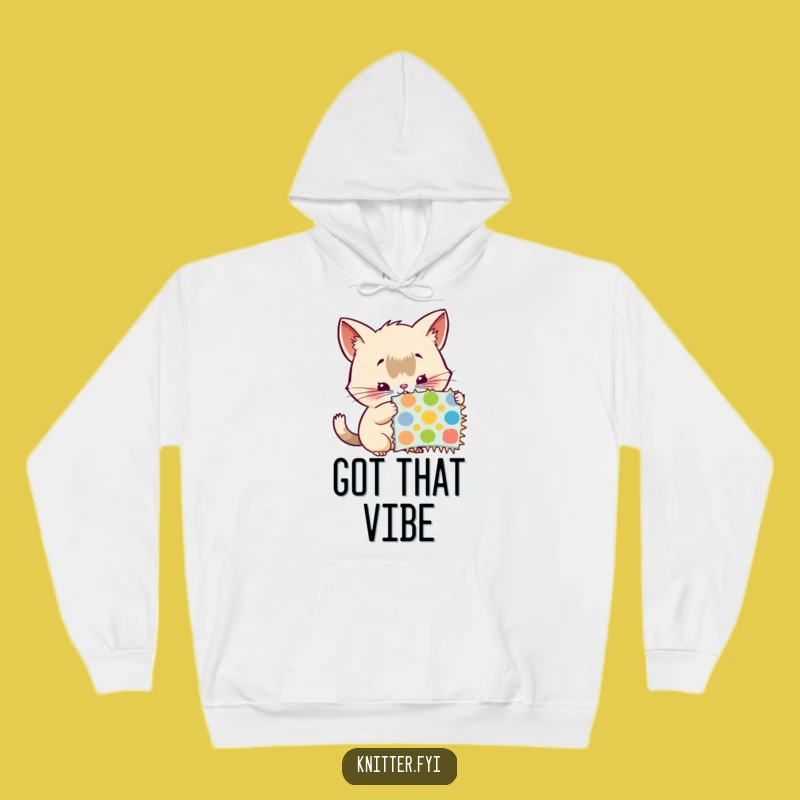 Cozy Funny Hoodie: Curious Creature Examines Swatch, Warm Artistic Gift!