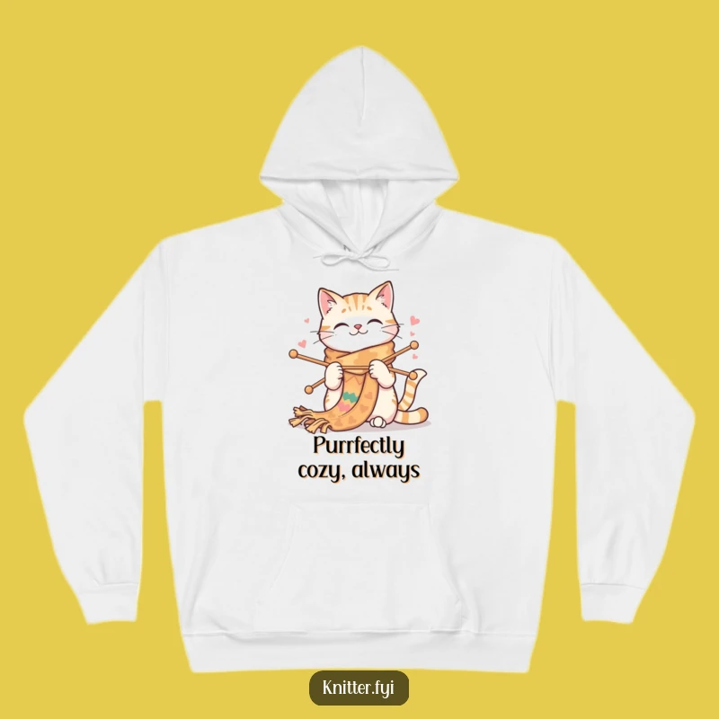 Funny Cat Knitting Hoodie - Cozy Up in Style with This Hilarious Crafty Feline Apparel
