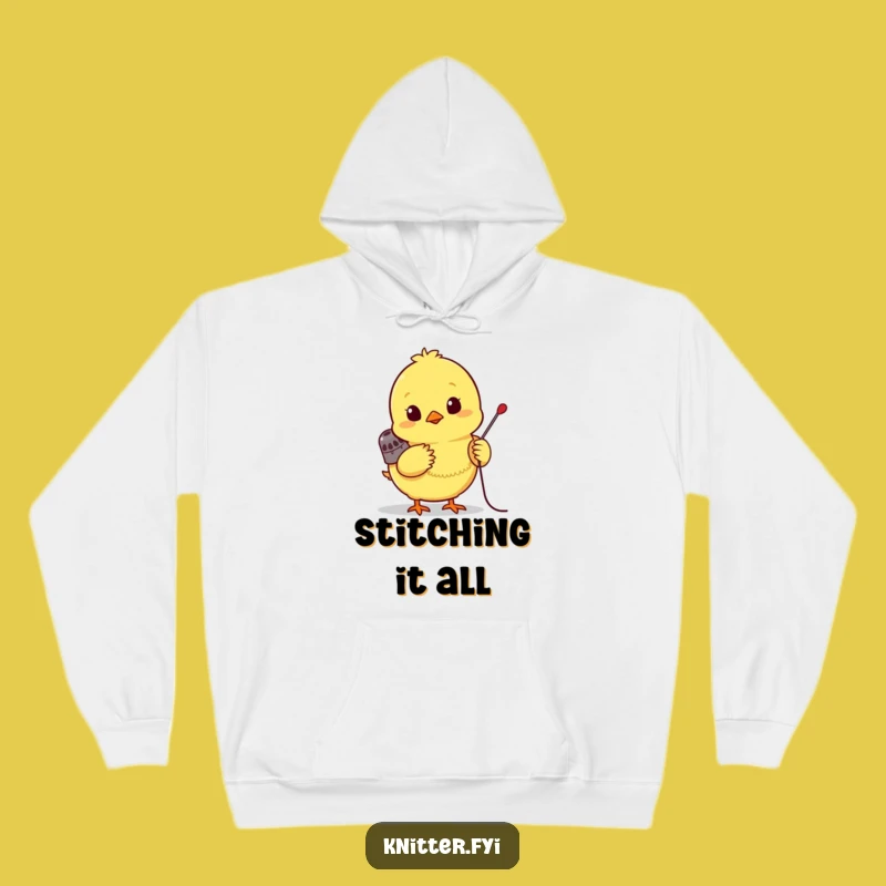 Cozy Funny Chick Sewing Hoodie: Cute Bird with Needle, Perfect Warm Funny Gift