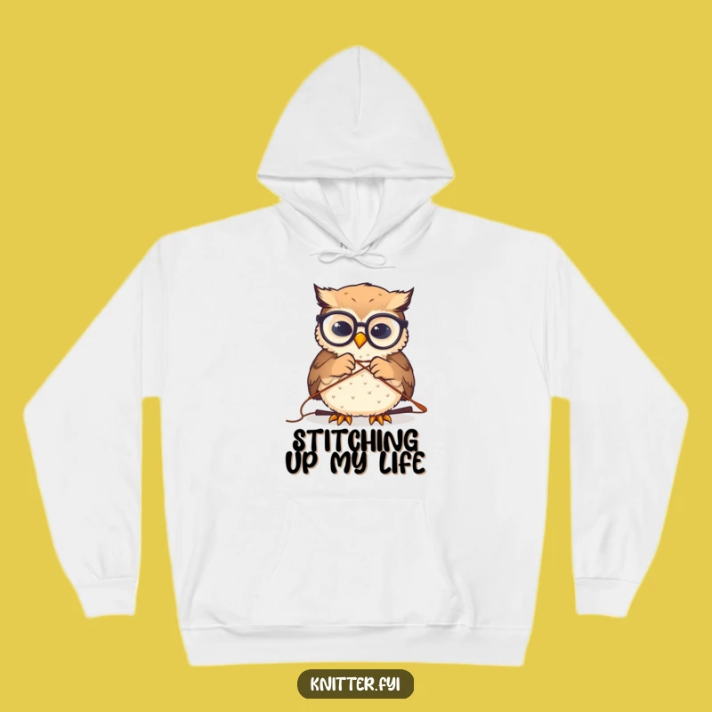 Funny Owl Sewing Hoodie: Cozy Spectacled Owl Threading Needle Warm Gift