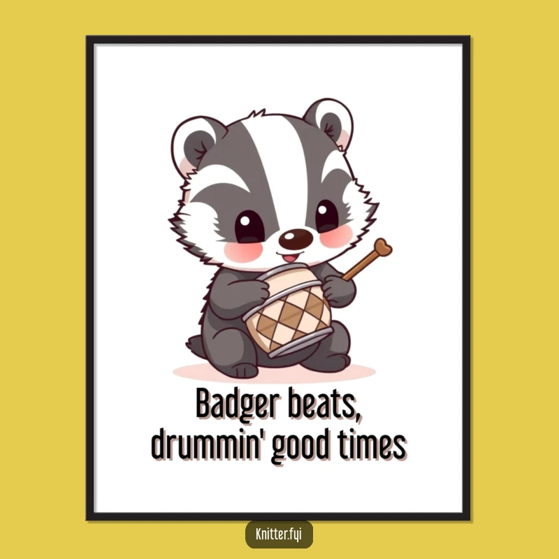 Badger Drummer Wall Art Free Printable: Thimble Beat Downloadable Decor