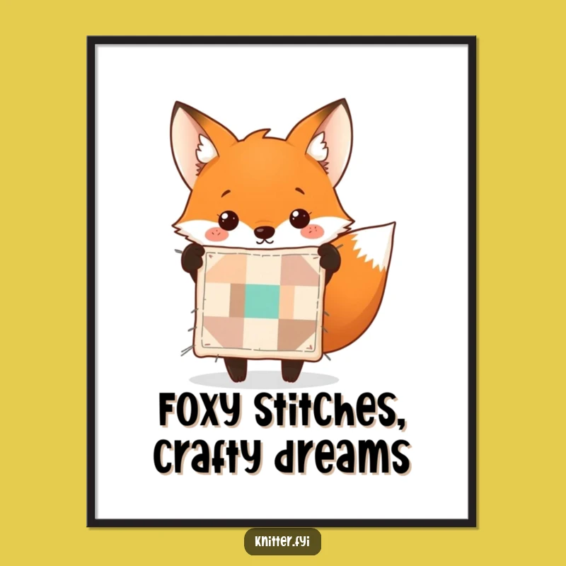 Funny Free Printable Wall Art: Fox Quilt Downloadable Decor