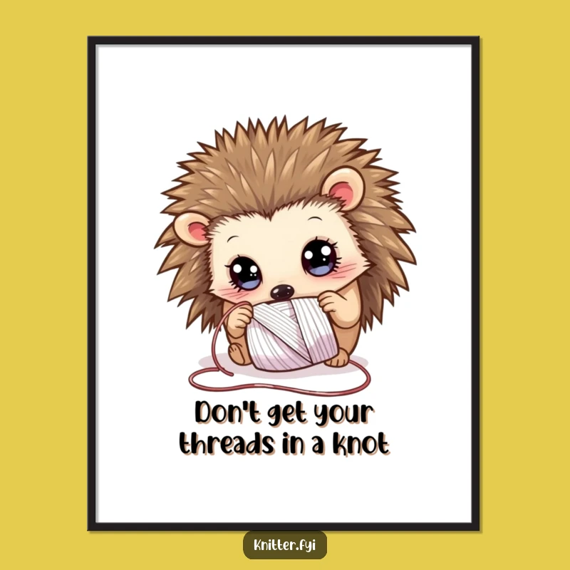 Free Printable Wall Art: Curious Hedgehog & Thread for Whimsical Home Decor