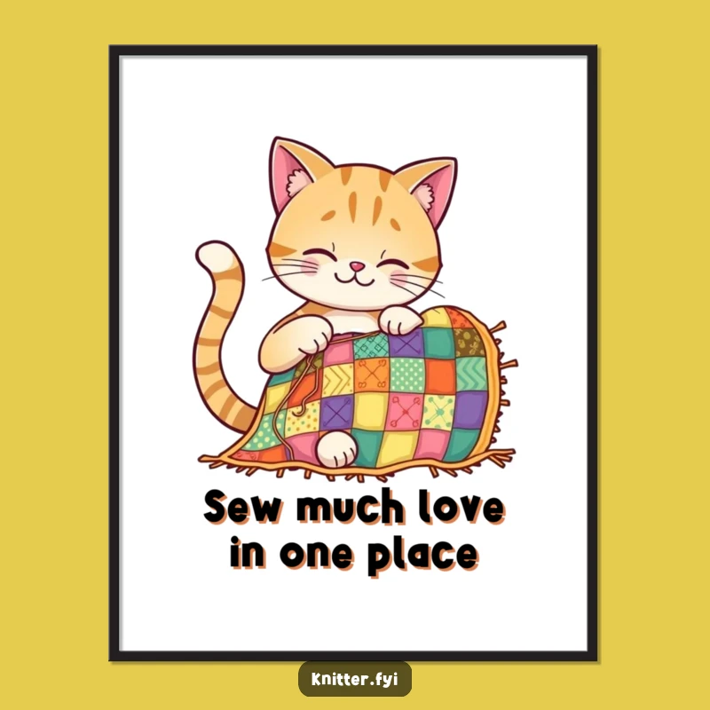 Free Printable Wall Art: Funny Cat Quilting Scene, Hilarious Downloadable Decor for Your Home!