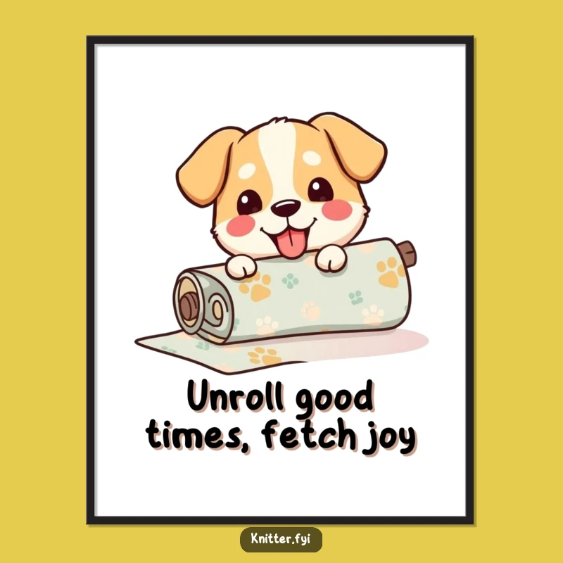 Free Printable Wall Art: Happy Dog Fabric Roll for Playful Home Decor