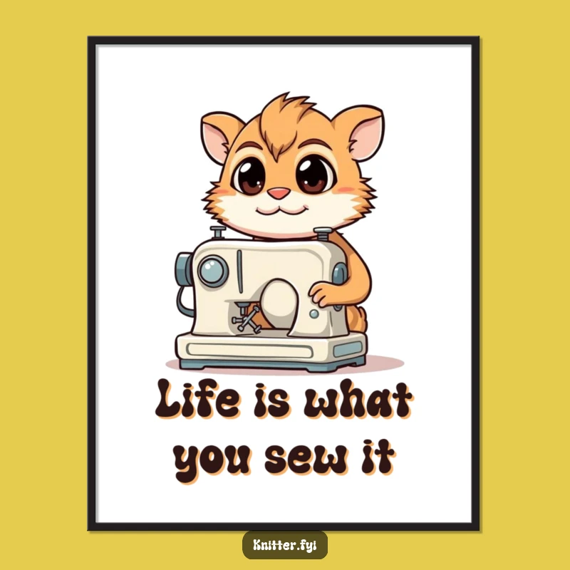 Funny Free Printable Wall Art: Sewing Creature - Downloadable Crafty Decor!