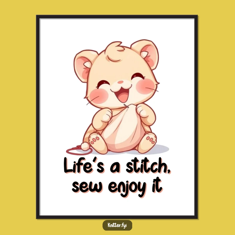 Free Printable Wall Art: Crafty Creature Sewing - Funny Downloadable Decor