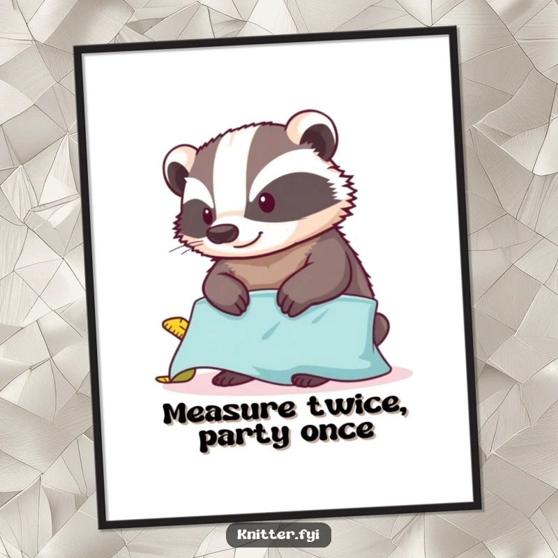 Funny Free Printable Badger Wall Art: A content badger measuring fabric adds witty, tailored charm to your decor.