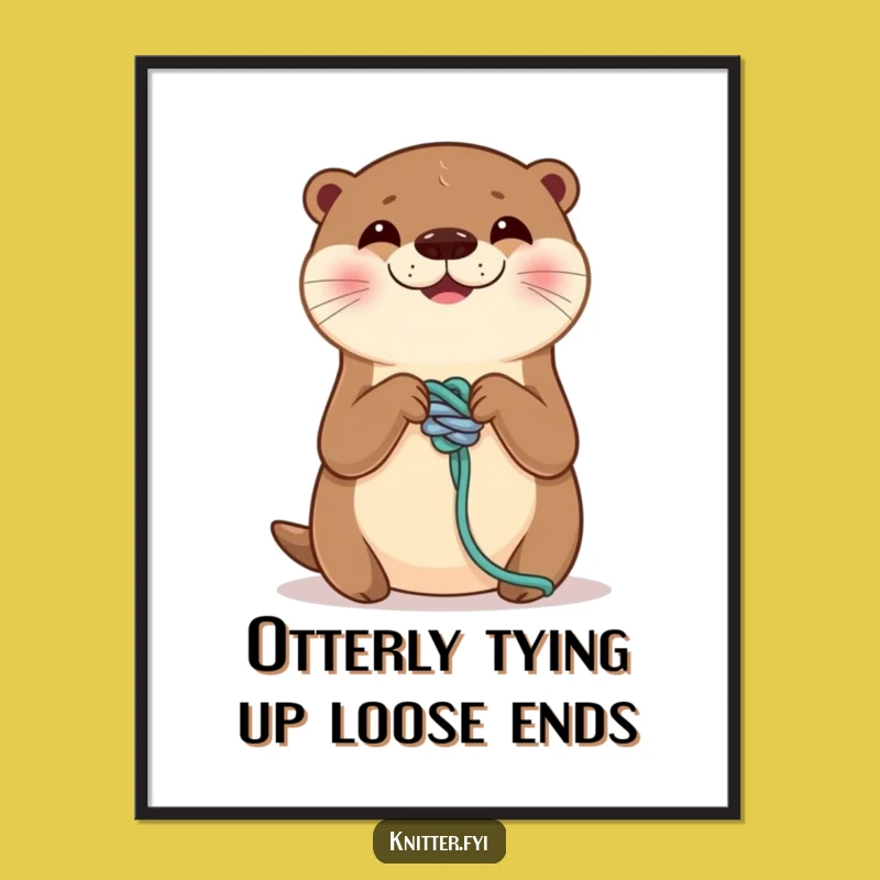 Funny Free Printable Wall Art: Smiling Otter Tying Perfect Yarn Knot