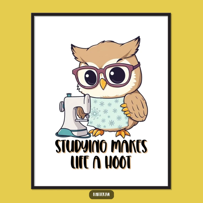 Free Printable Owl Sewing Art: Funny Whimsical Wall Decor for a Clever Downloadable Gift