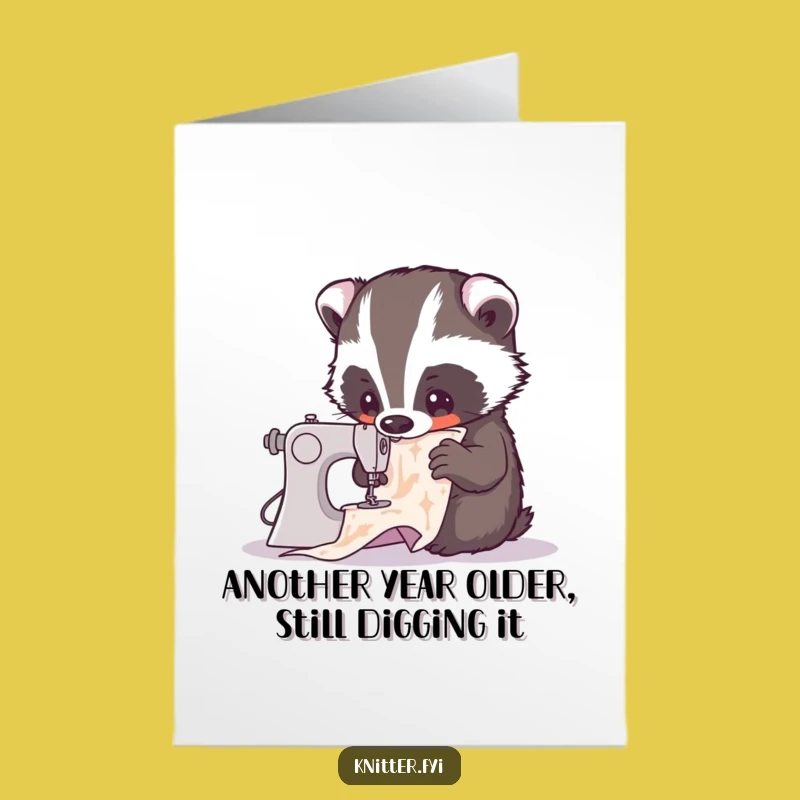 Free Printable Birthday Card: Badger's Sewing Project, Crafty Instant Download