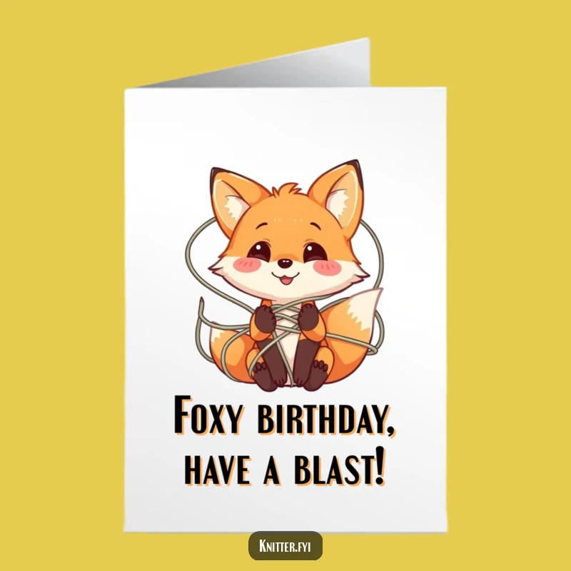 Free Printable Birthday Card: Fox Yarn Tangle Fun - Funny Downloadable Surprise