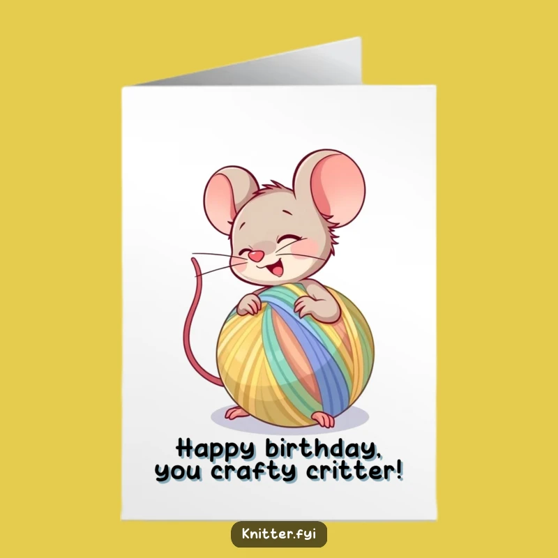 Free Printable Birthday Card: Mouse Spins Yarn for Happy Birthday Fun!