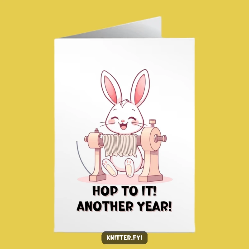 Free Printable Birthday Card: Funny Bunny Knitting, Perfect Downloadable Gift for Knitters!