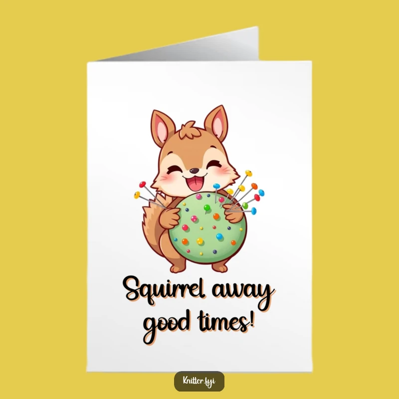 Free Printable Squirrel Birthday Card: Joyful Squirrel Pincushion Pins Surprise Downloadable
