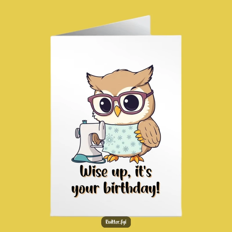 Free Printable Owl Birthday Card: Funny Sewing Pattern Card for a Smart Downloadable Gift