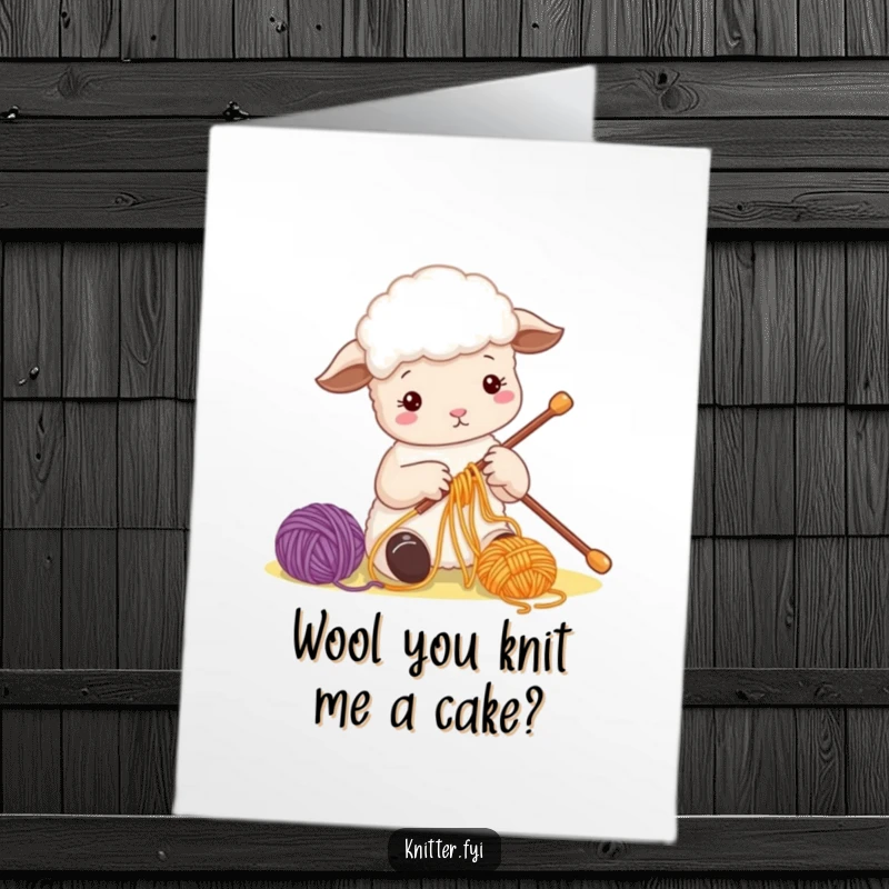Funny Free Printable Birthday Card: Adorable sheep character skillfully threading colorful yarn onto a big needle for a special occasion.
