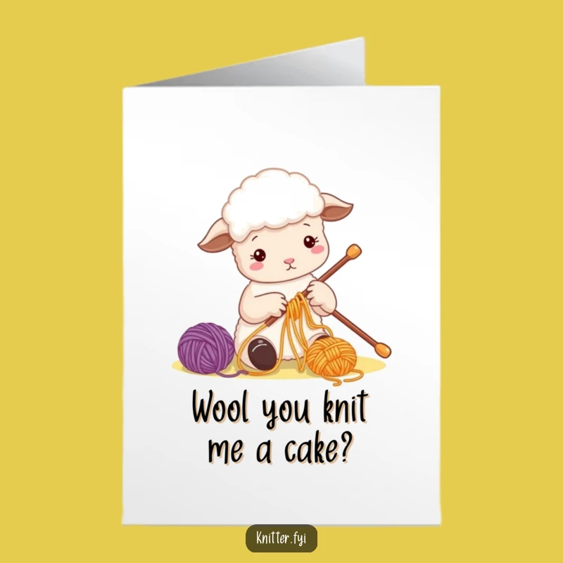 Free Printable Birthday Card: Cute Sheep Yarn Fun - Funny Downloadable Gift