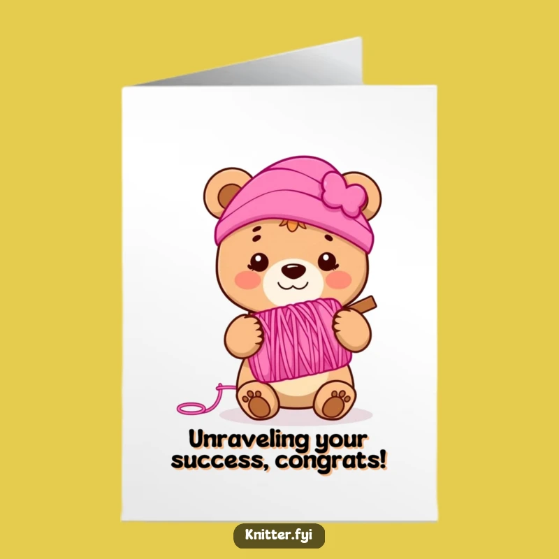 Free Printable Bear Congrats Card: Spooling Success Downloadable