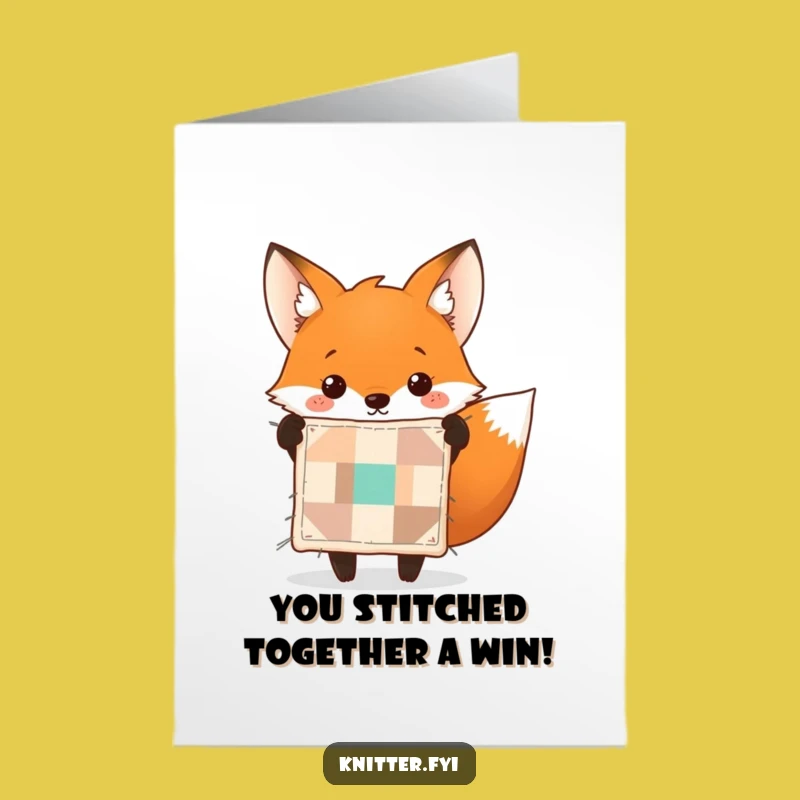 Free Printable Congrats Card: Fox Quilt Celebrates Your Achievement Downloadable Art