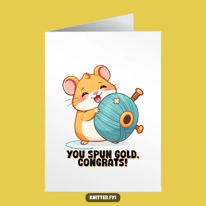 Free Printable Congrats Card: Humorous Kawaii Hamster Thread Spinner, Downloadable Celebration Gift