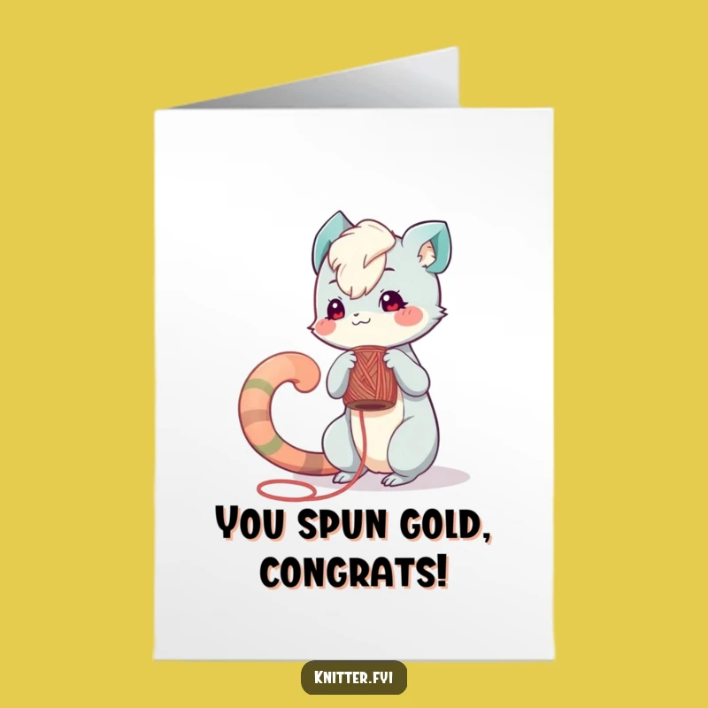 Free Printable Congrats Card: Yarn Creature & Spool - Sweet Downloadable Celebration