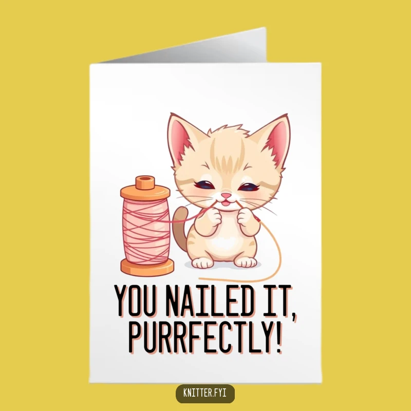 Free Printable Congratulations Card: Amusing Kitten Thread Chaos Downloadable Gift
