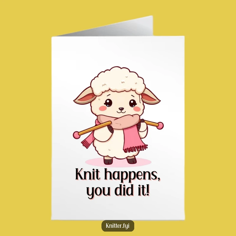 Free Printable Congrats Card: Knitting Sheep Surprise Funny Downloadable Gift