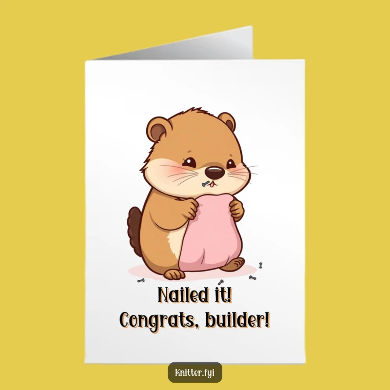 Free Printable Beaver Congratulations Card - Busy Beaver Building Success Humorous Downloadable