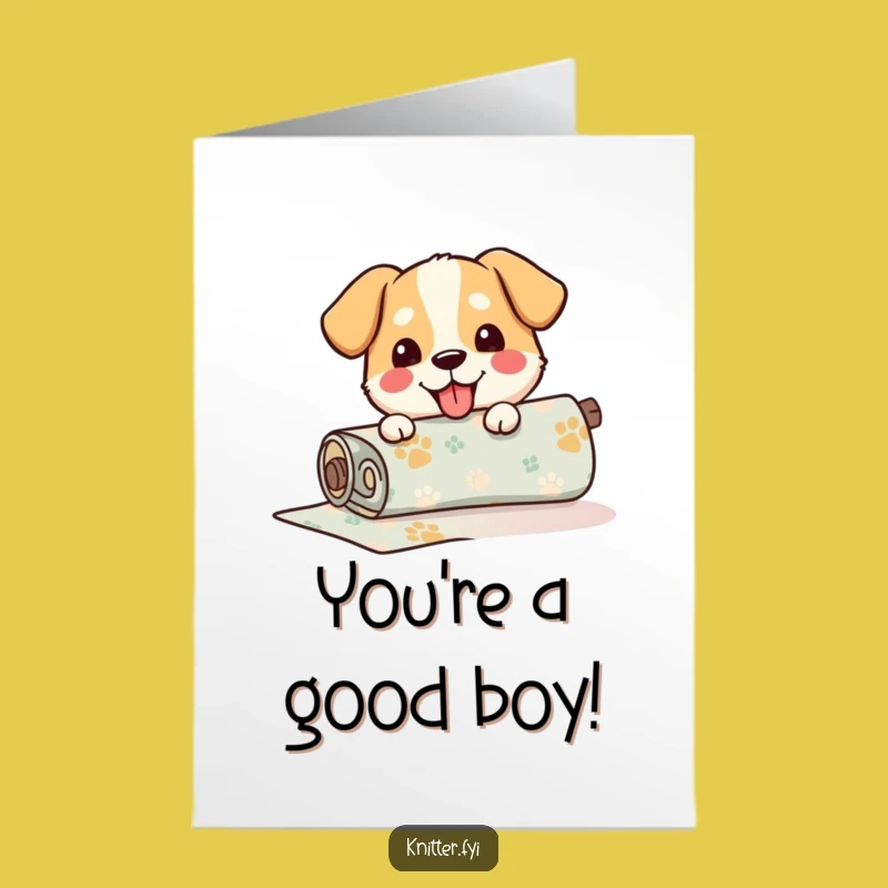 Free Printable Congrats Card: Dog's Fabric Roll for a Playful Downloadable Gift